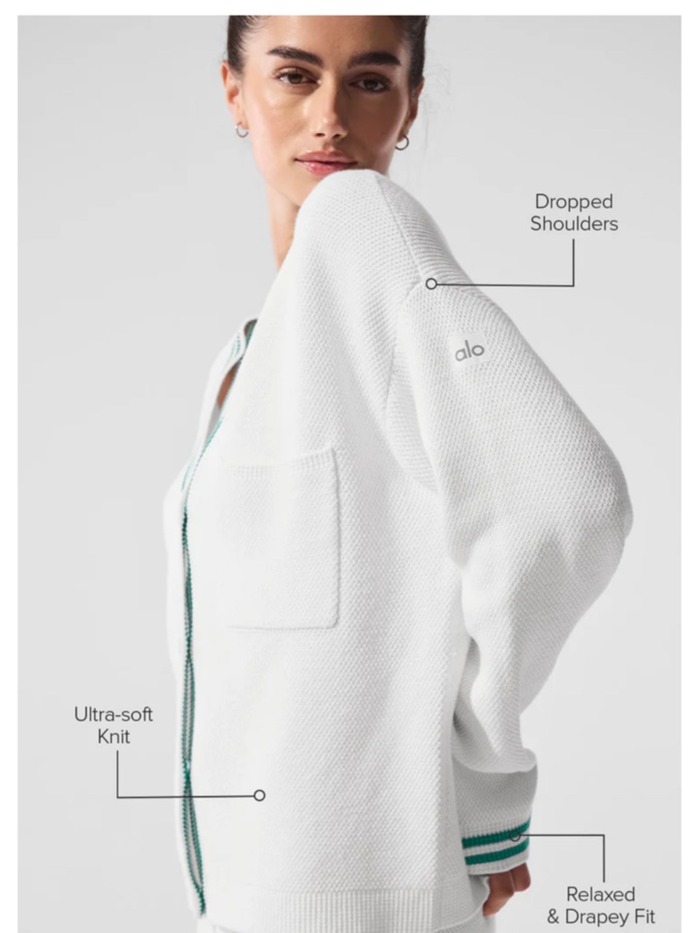 Alo Tennis Club Sweater Knit Cardigan